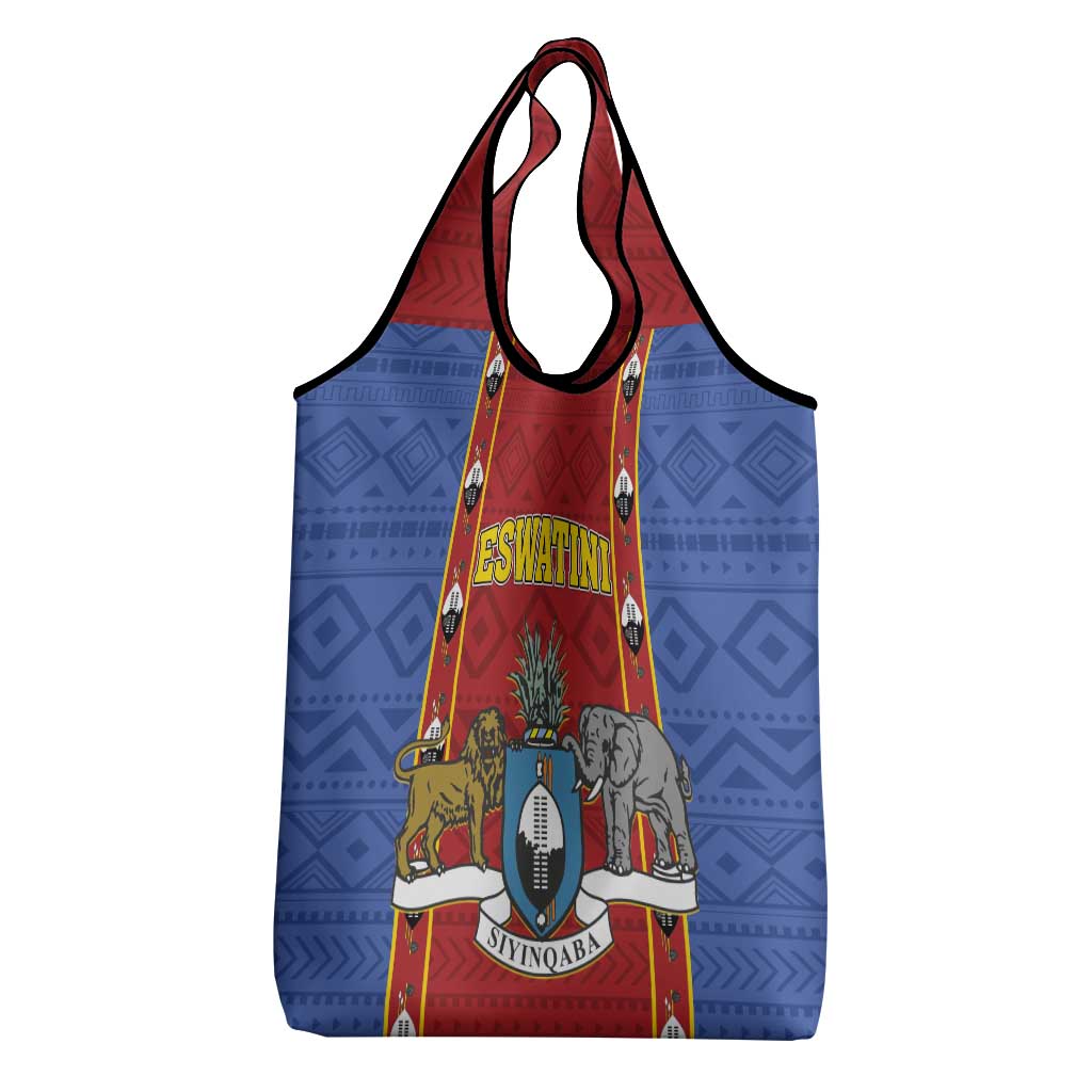 Eswatini African Pattern Grocery Bag Swaziland Shield Siyinqaba