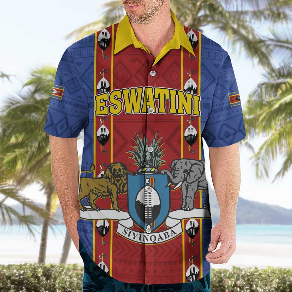Eswatini African Pattern Hawaiian Shirt Swaziland Shield Siyinqaba - Wonder Print Shop
