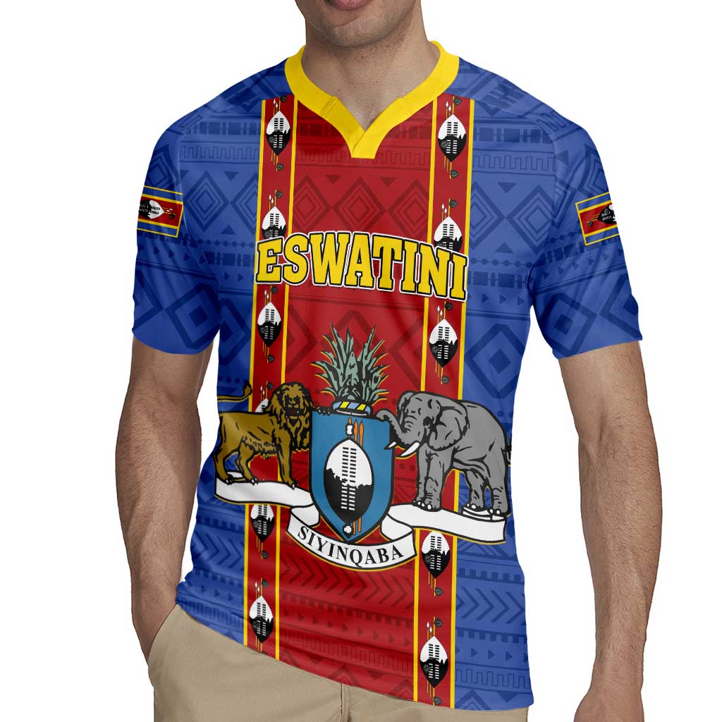 Eswatini African Pattern Rugby Jersey Swaziland Shield Siyinqaba - Wonder Print Shop