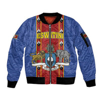 Eswatini African Pattern Sleeve Zip Bomber Jacket Swaziland Shield Siyinqaba - Wonder Print Shop