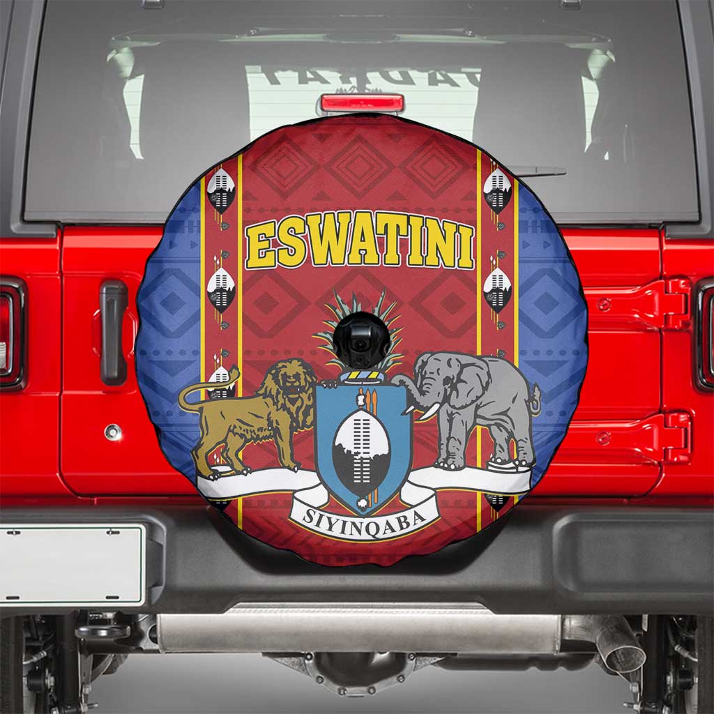 Eswatini African Pattern Spare Tire Cover Swaziland Shield Siyinqaba - Wonder Print Shop