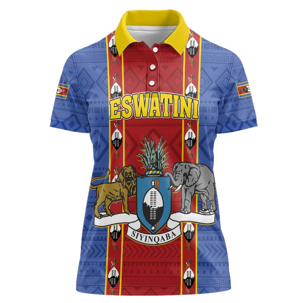 Eswatini African Pattern Women Polo Shirt Swaziland Shield Siyinqaba - Wonder Print Shop