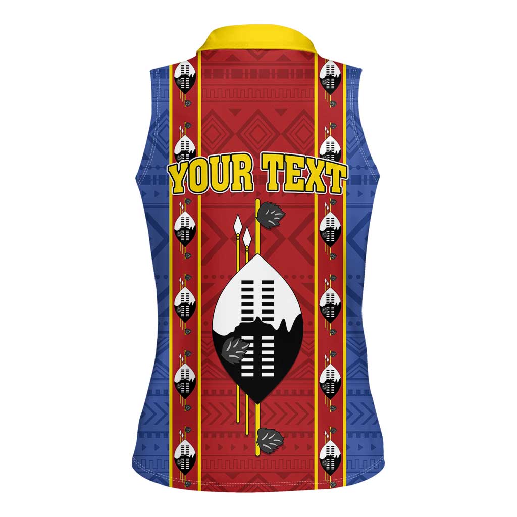 Eswatini African Pattern Women Sleeveless Polo Shirt Swaziland Shield Siyinqaba - Wonder Print Shop