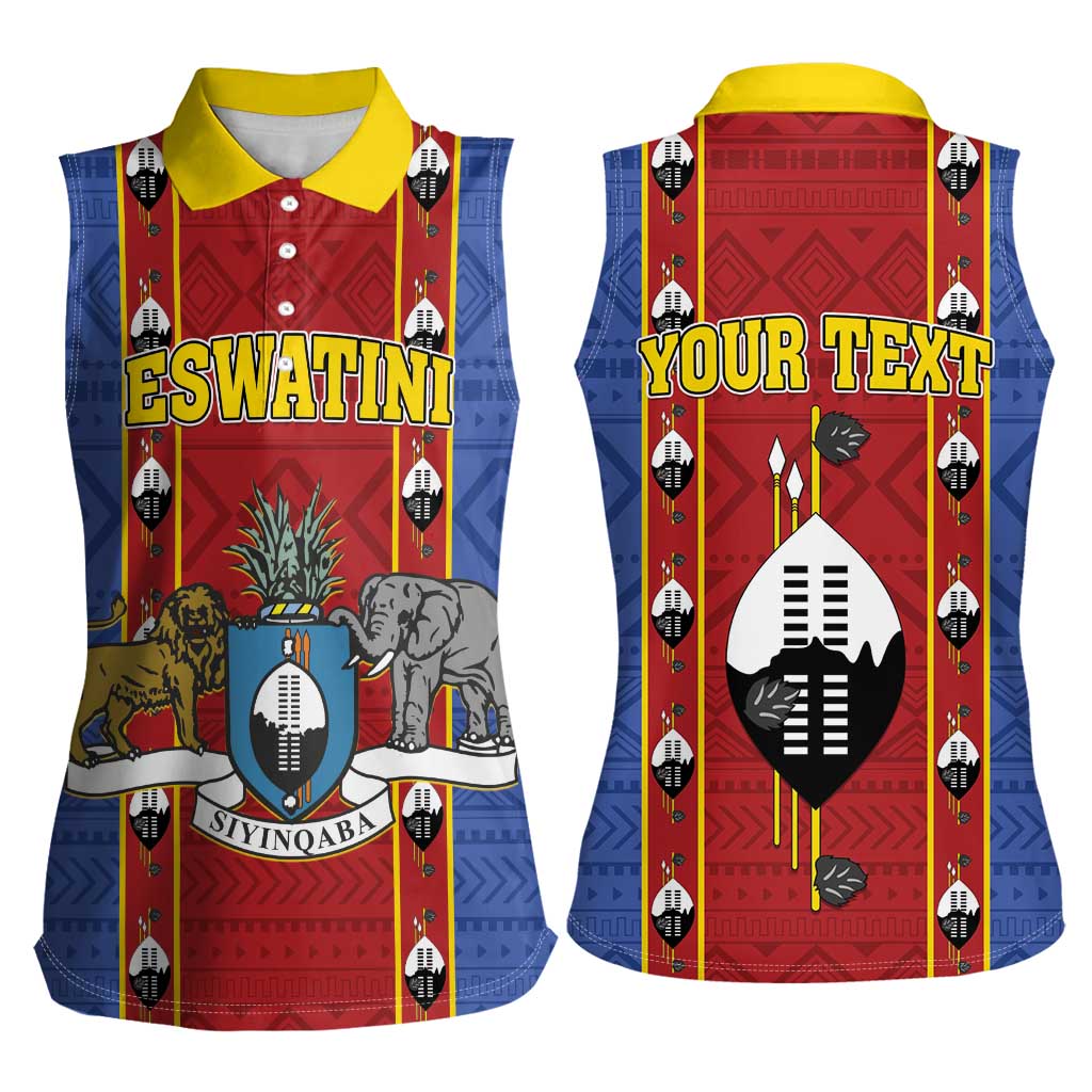 Eswatini African Pattern Women Sleeveless Polo Shirt Swaziland Shield Siyinqaba - Wonder Print Shop