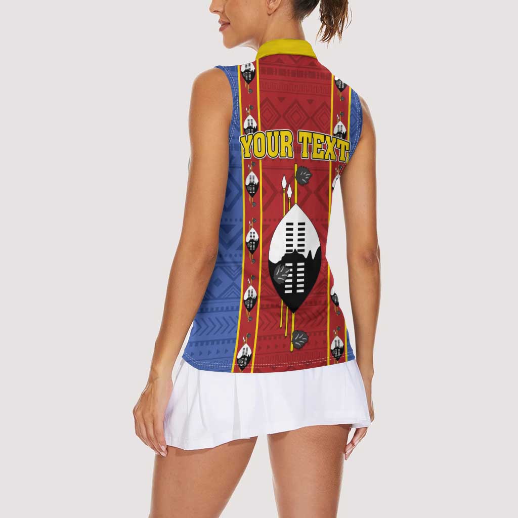 Eswatini African Pattern Women Sleeveless Polo Shirt Swaziland Shield Siyinqaba - Wonder Print Shop