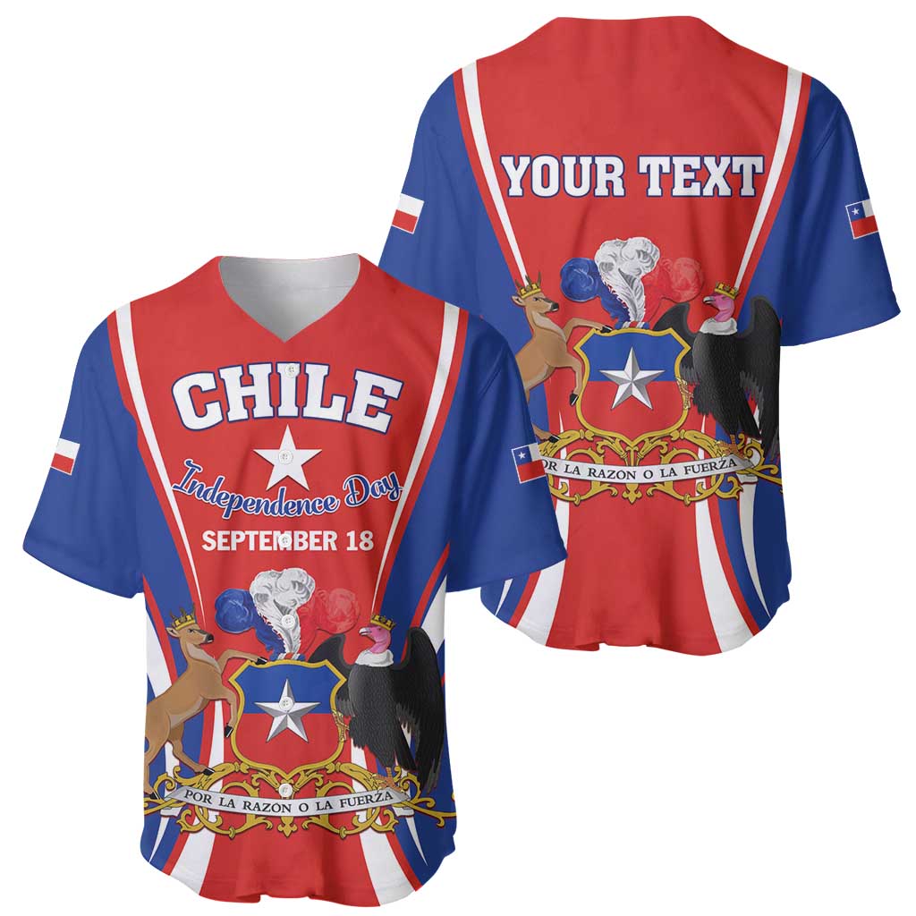 Chile Independence Day Baseball Jersey September 18 Por la razon o la fuerza - Wonder Print Shop