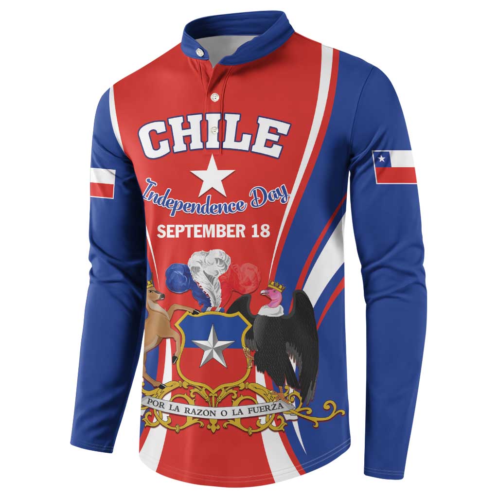 Chile Independence Day Button Sweatshirt September 18 Por la razon o la fuerza - Wonder Print Shop