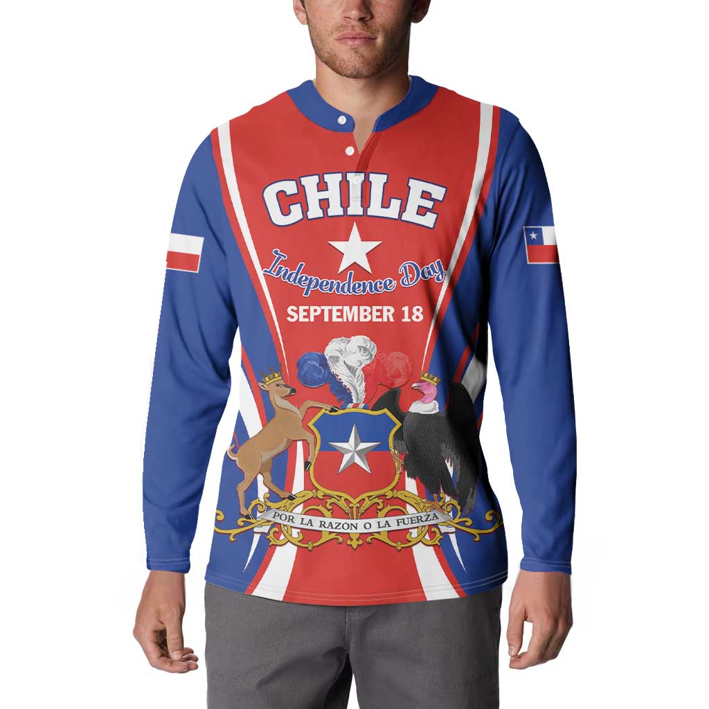 Chile Independence Day Button Sweatshirt September 18 Por la razon o la fuerza - Wonder Print Shop