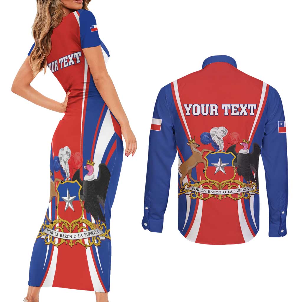 Chile Independence Day Couples Matching Short Sleeve Bodycon Dress and Long Sleeve Button Shirt September 18 Por la razon o la fuerza - Wonder Print Shop