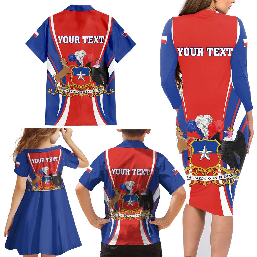 Chile Independence Day Family Matching Long Sleeve Bodycon Dress and Hawaiian Shirt September 18 Por la razon o la fuerza - Wonder Print Shop