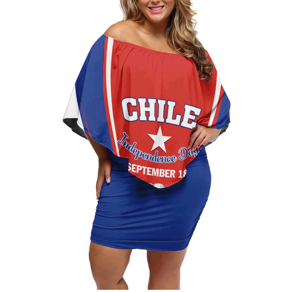 Chile Independence Day Family Matching Off Shoulder Short Dress and Hawaiian Shirt September 18 Por la razon o la fuerza - Wonder Print Shop