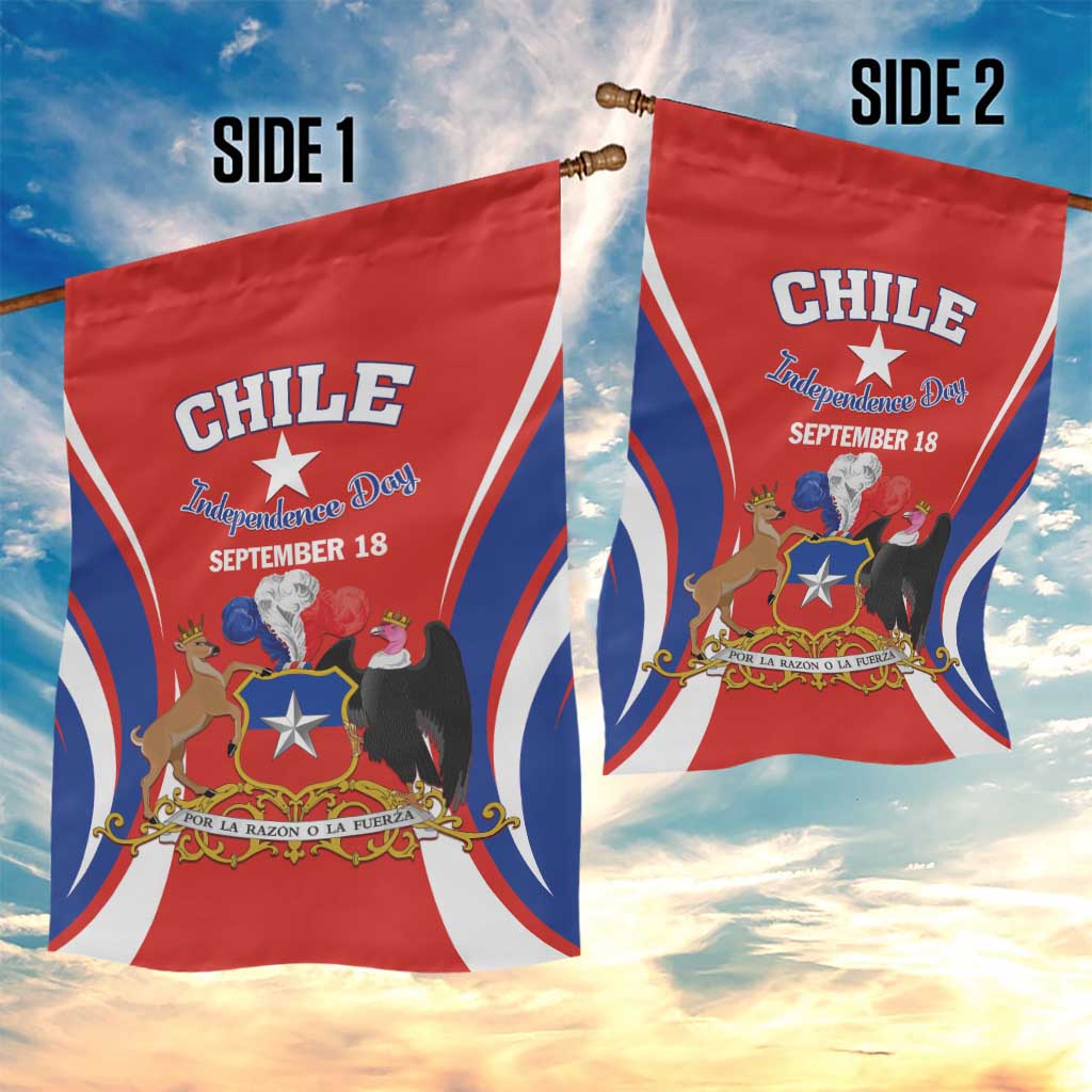 Chile Independence Day Garden Flag September 18 Por la razon o la fuerza - Wonder Print Shop