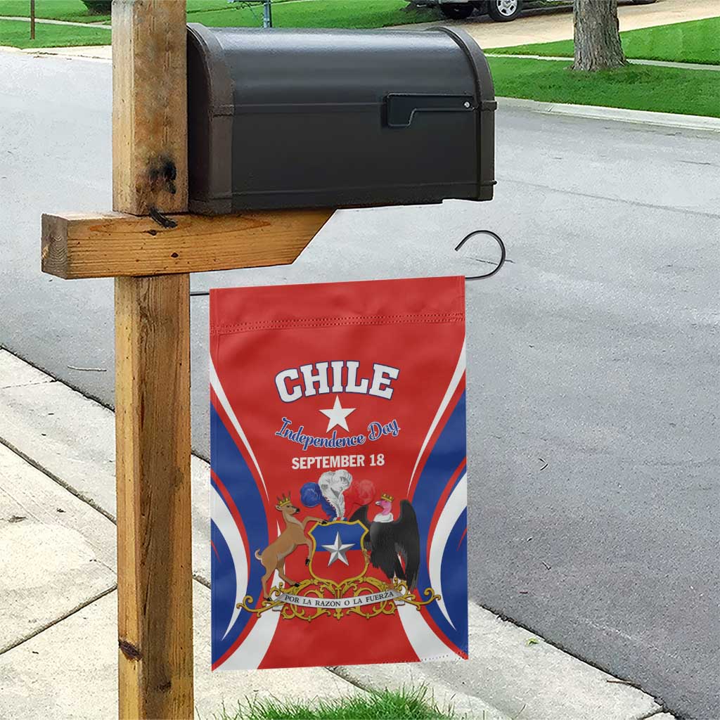 Chile Independence Day Garden Flag September 18 Por la razon o la fuerza - Wonder Print Shop