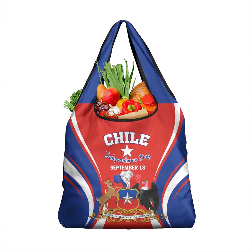 Chile Independence Day Grocery Bag September 18 Por la razon o la fuerza