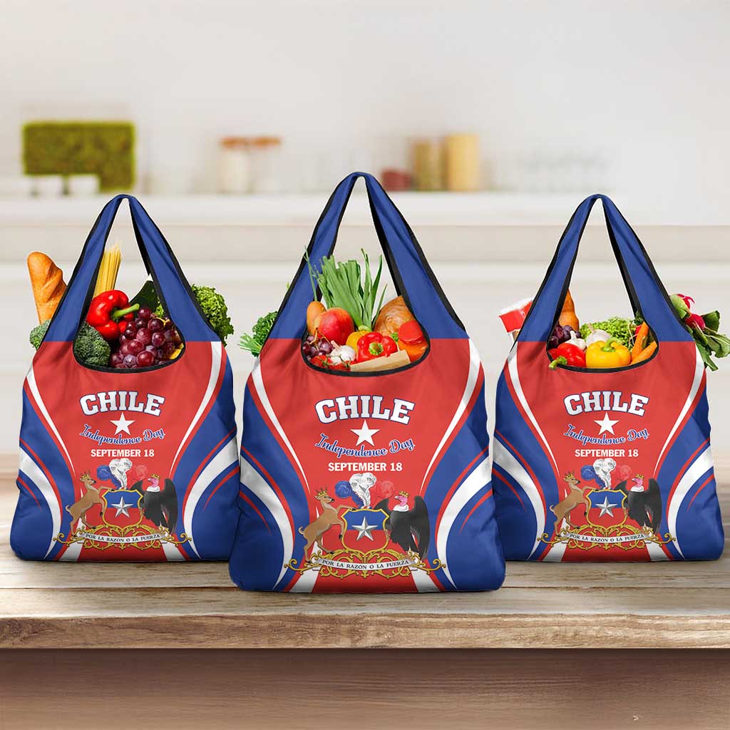 Chile Independence Day Grocery Bag September 18 Por la razon o la fuerza
