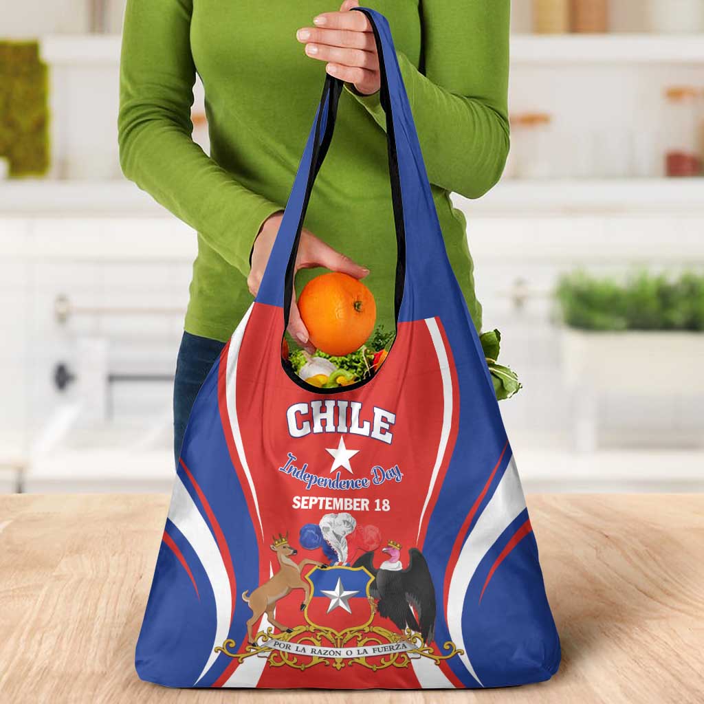 Chile Independence Day Grocery Bag September 18 Por la razon o la fuerza
