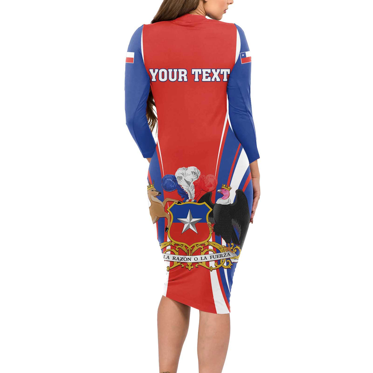 Chile Independence Day Long Sleeve Bodycon Dress September 18 Por la razon o la fuerza - Wonder Print Shop