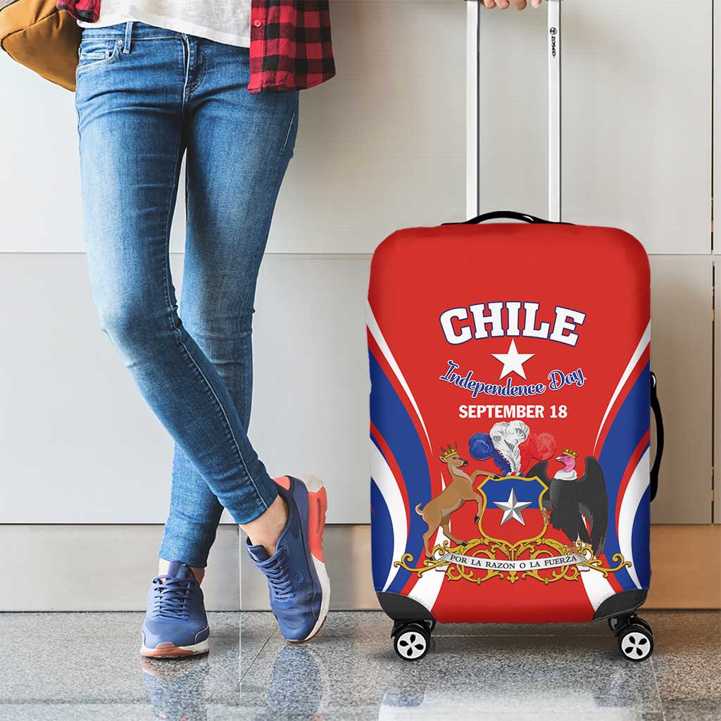 Chile Independence Day Luggage Cover September 18 Por la razon o la fuerza - Wonder Print Shop