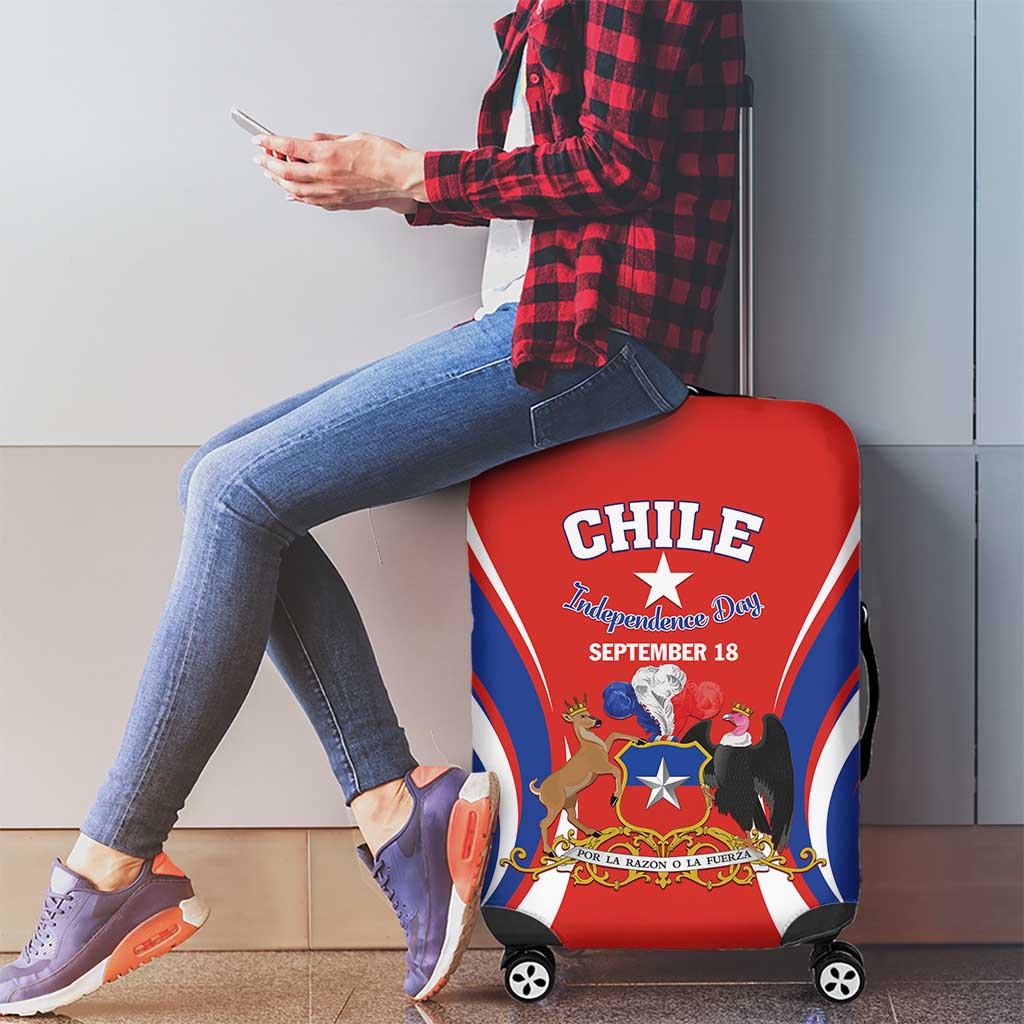 Chile Independence Day Luggage Cover September 18 Por la razon o la fuerza - Wonder Print Shop