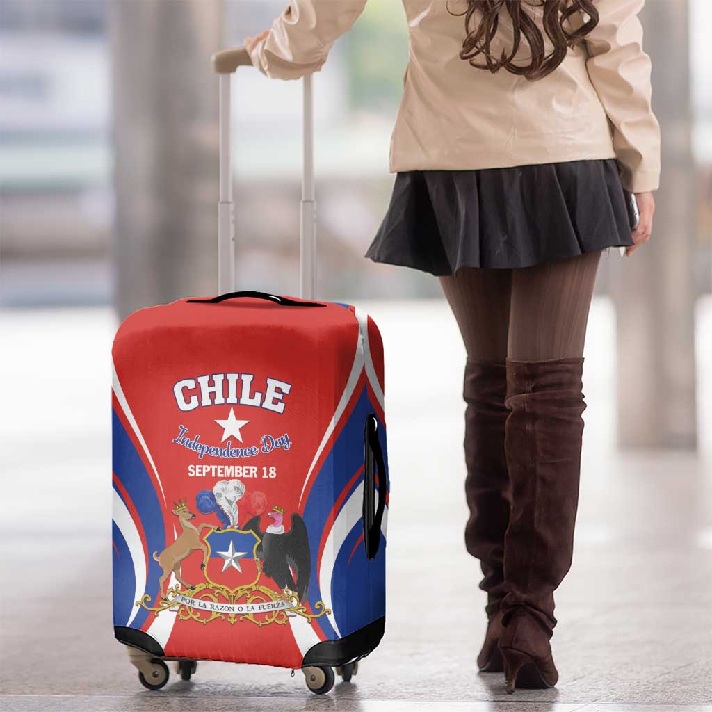 Chile Independence Day Luggage Cover September 18 Por la razon o la fuerza - Wonder Print Shop
