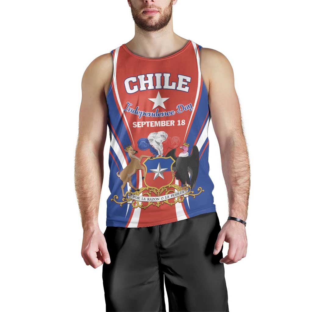 Chile Independence Day Men Tank Top September 18 Por la razon o la fuerza - Wonder Print Shop