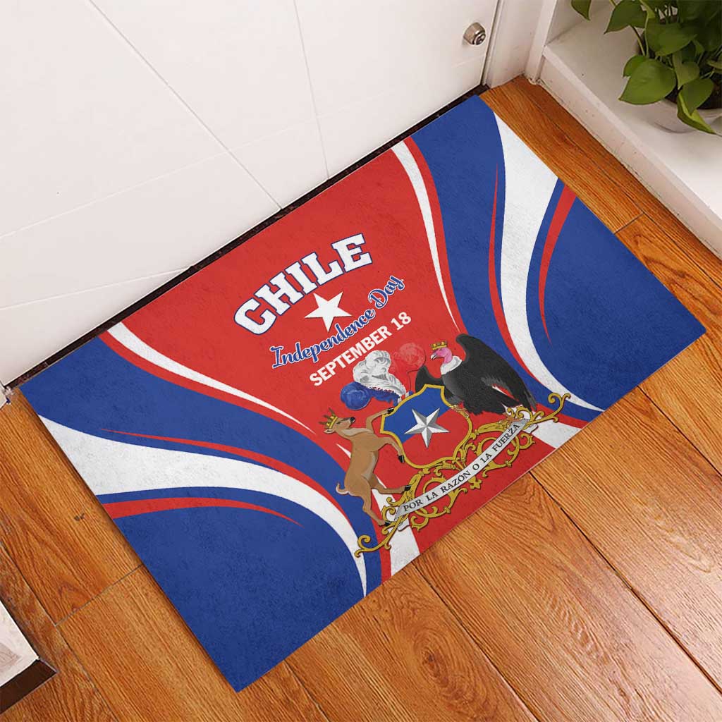 Chile Independence Day Rubber Doormat September 18 Por la razon o la fuerza - Wonder Print Shop