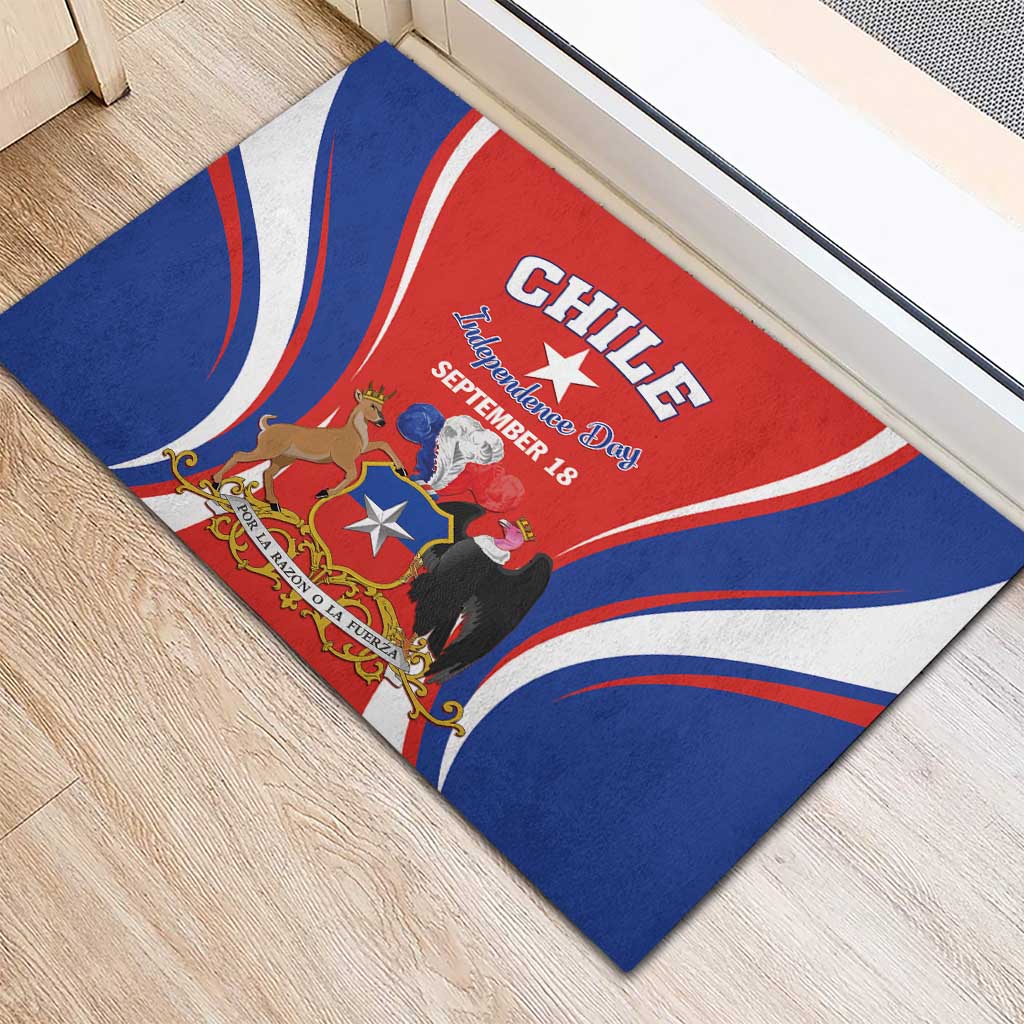 Chile Independence Day Rubber Doormat September 18 Por la razon o la fuerza - Wonder Print Shop