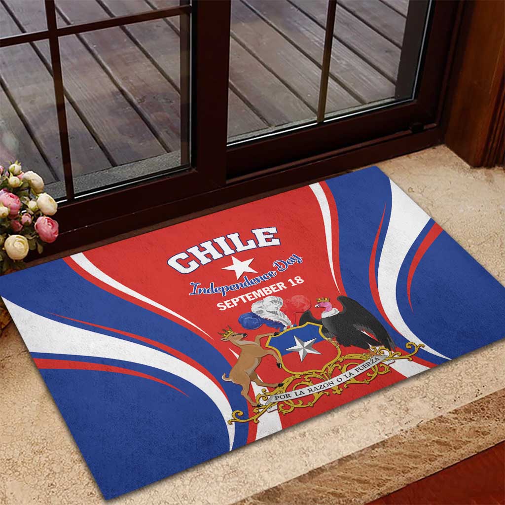 Chile Independence Day Rubber Doormat September 18 Por la razon o la fuerza - Wonder Print Shop