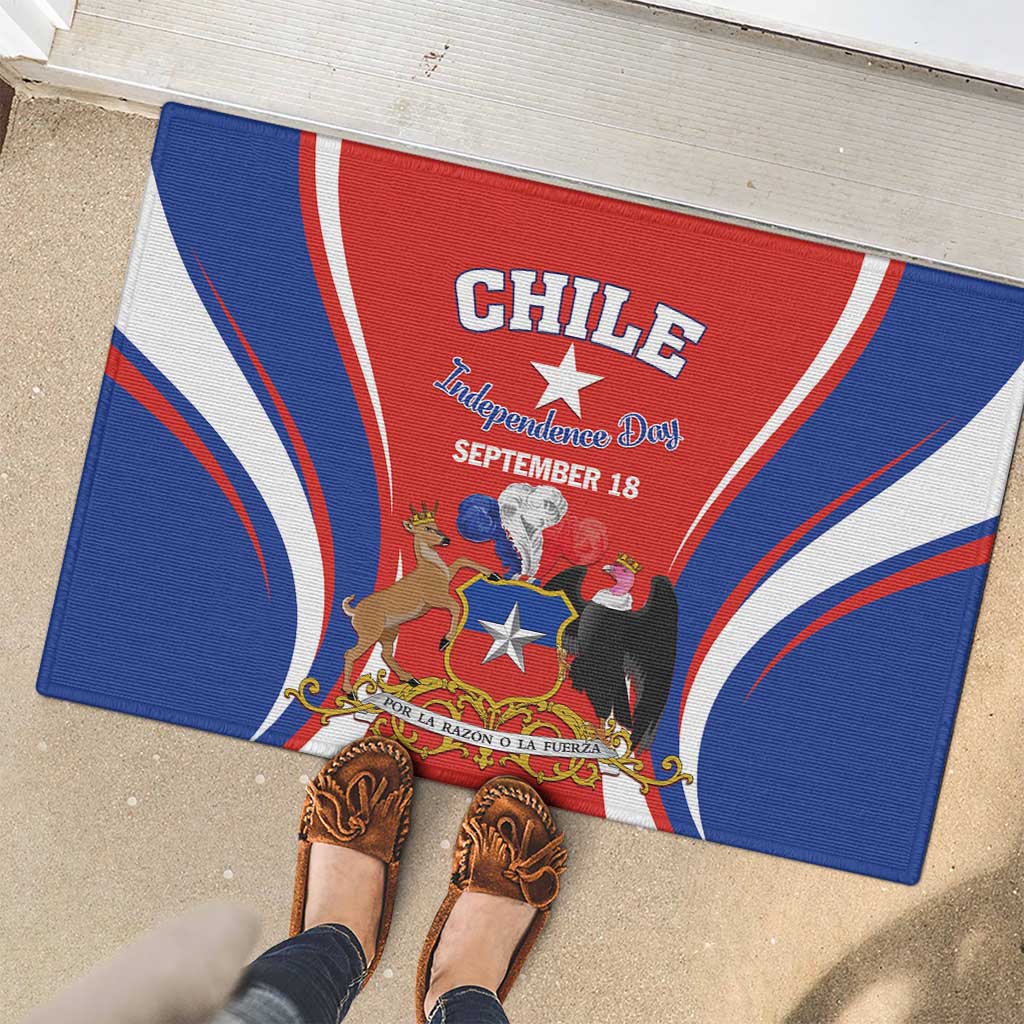 Chile Independence Day Rubber Doormat September 18 Por la razon o la fuerza - Wonder Print Shop
