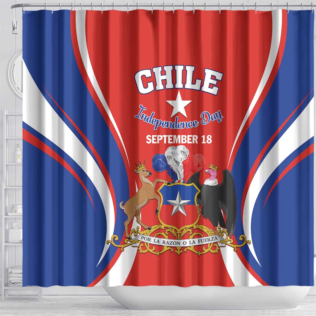 Chile Independence Day Shower Curtain September 18 Por la razon o la fuerza