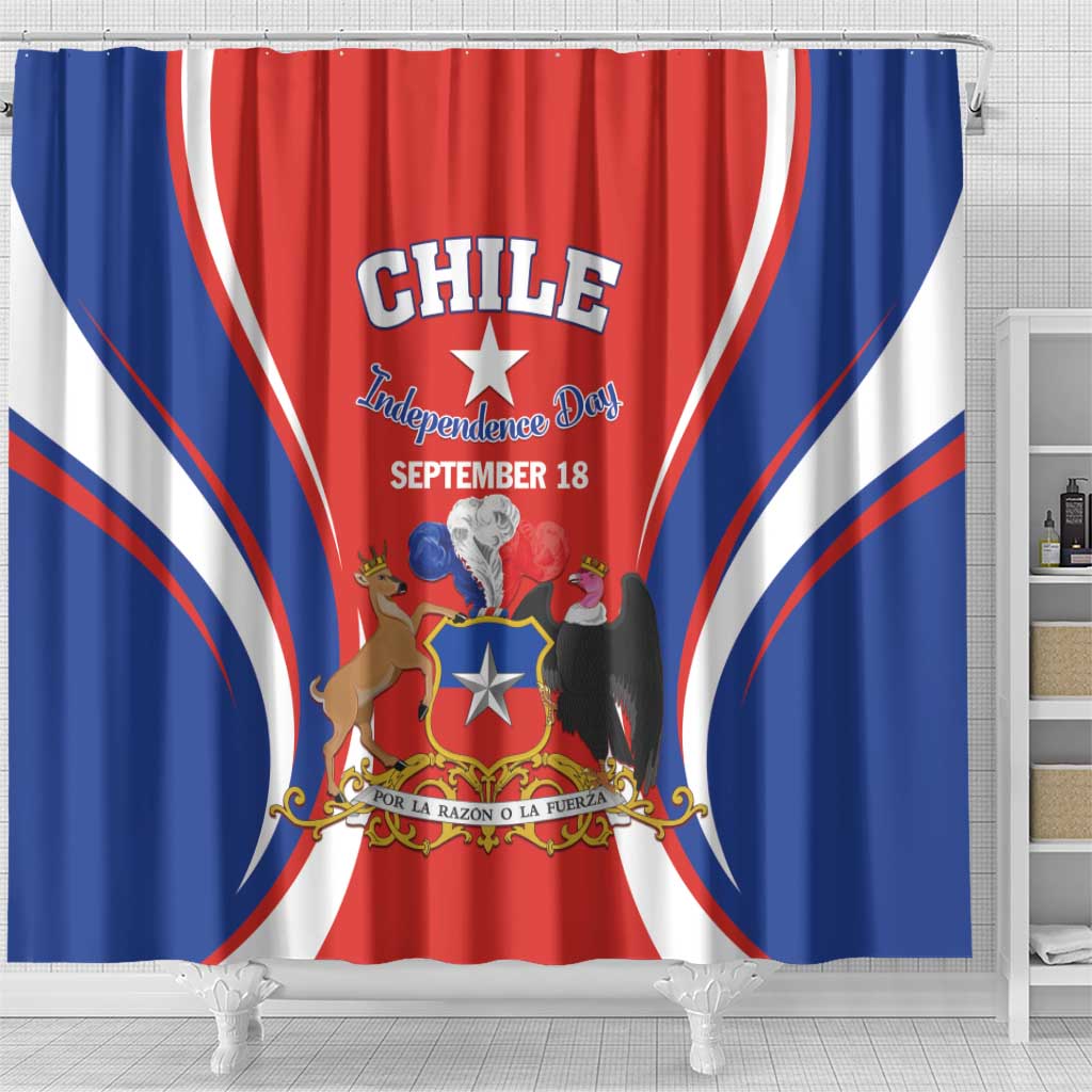 Chile Independence Day Shower Curtain September 18 Por la razon o la fuerza