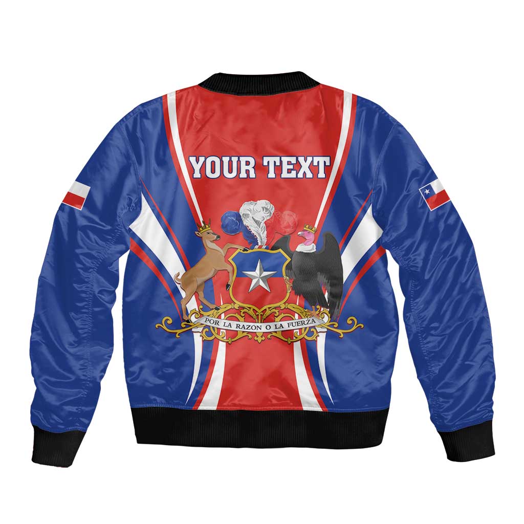 Chile Independence Day Sleeve Zip Bomber Jacket September 18 Por la razon o la fuerza - Wonder Print Shop