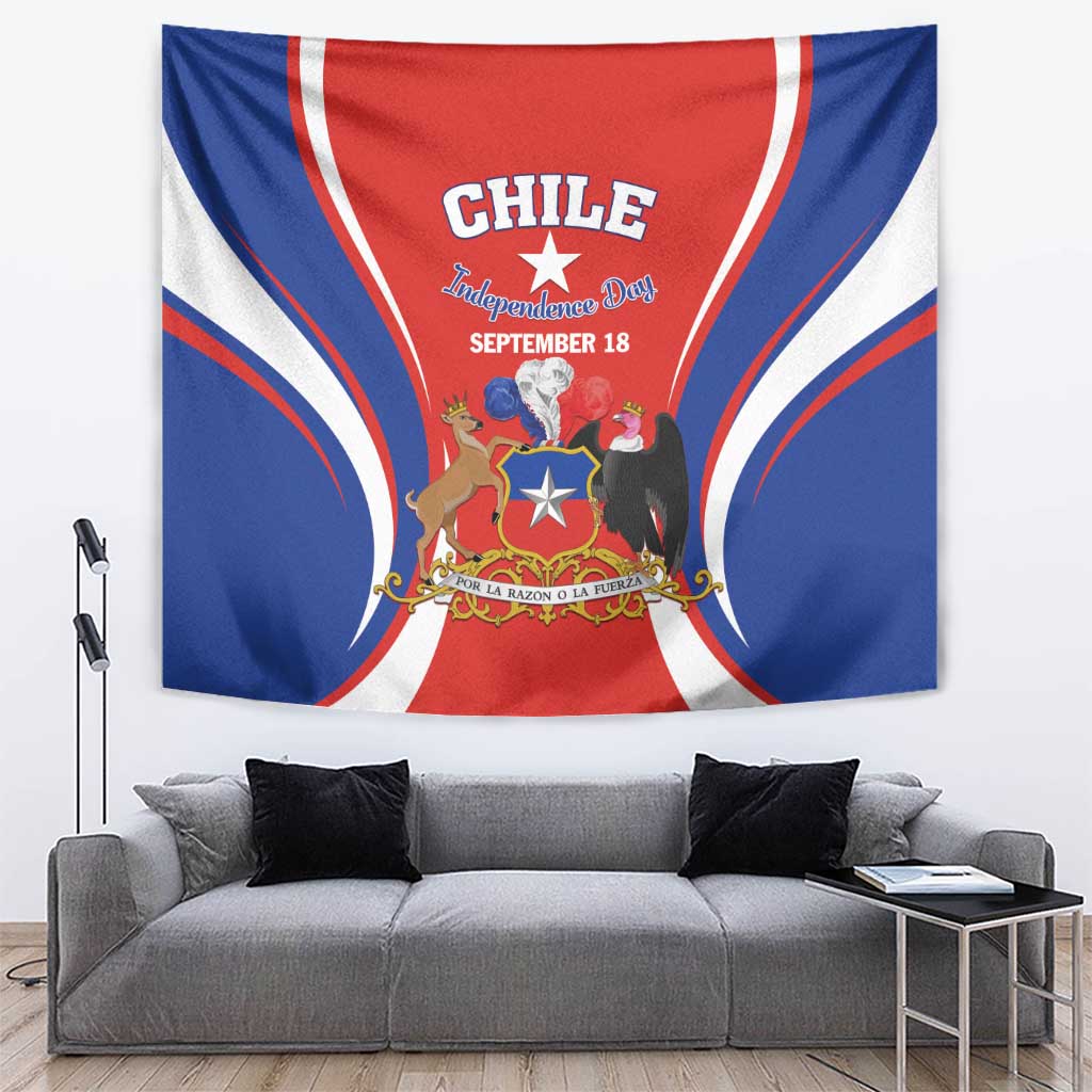 Chile Independence Day Tapestry September 18 Por la razon o la fuerza - Wonder Print Shop