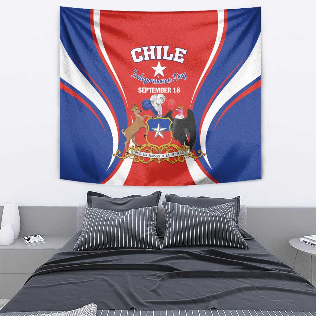 Chile Independence Day Tapestry September 18 Por la razon o la fuerza - Wonder Print Shop
