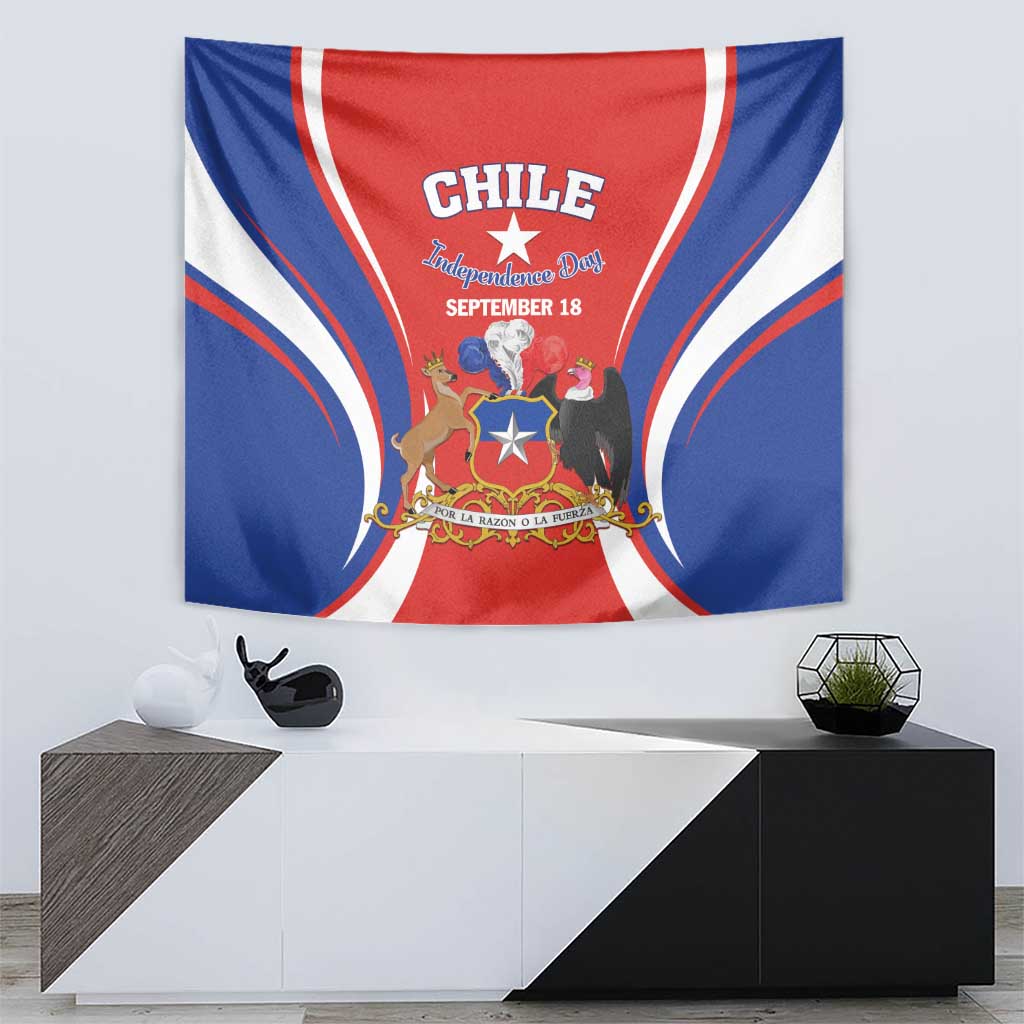 Chile Independence Day Tapestry September 18 Por la razon o la fuerza - Wonder Print Shop
