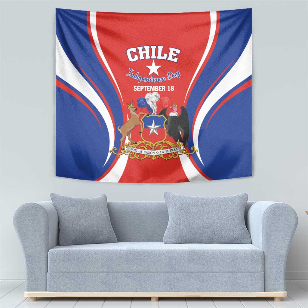 Chile Independence Day Tapestry September 18 Por la razon o la fuerza - Wonder Print Shop