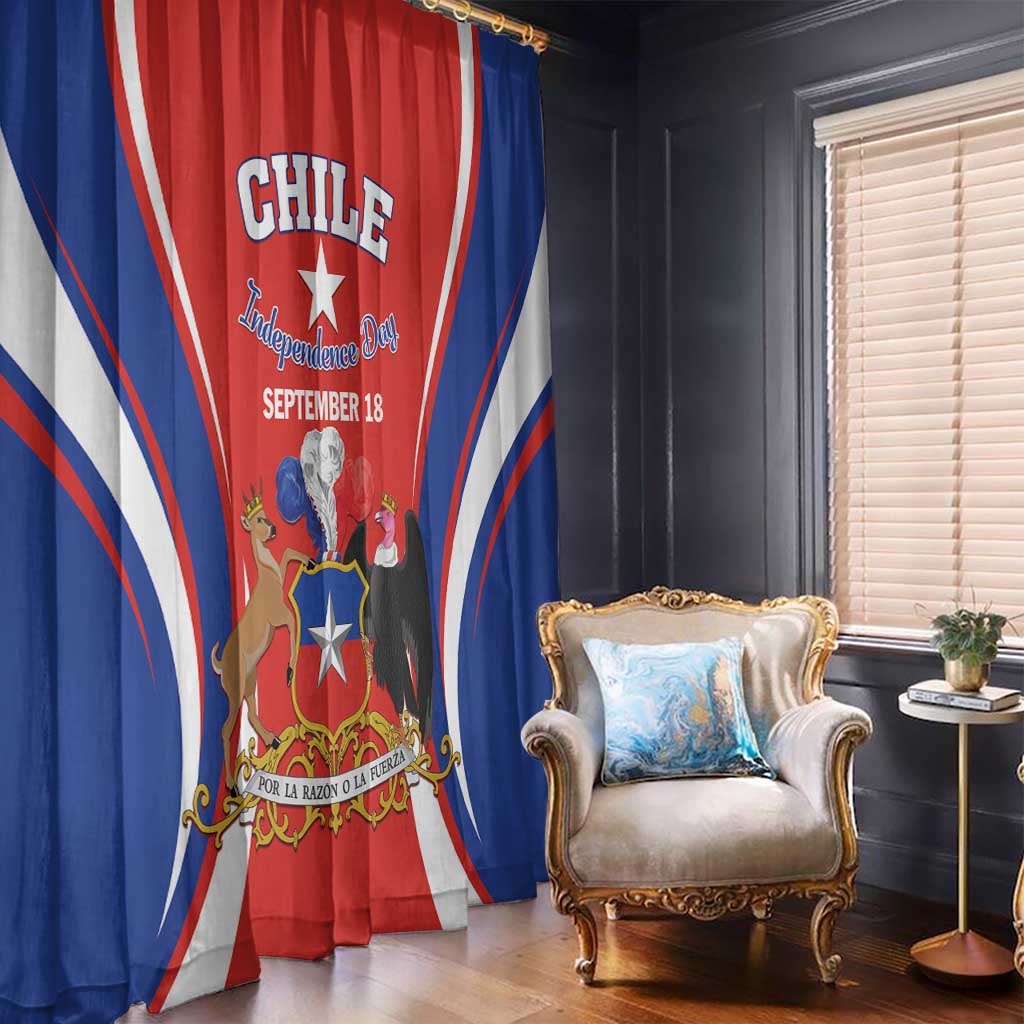 Chile Independence Day Window Curtain September 18 Por la razon o la fuerza - Wonder Print Shop