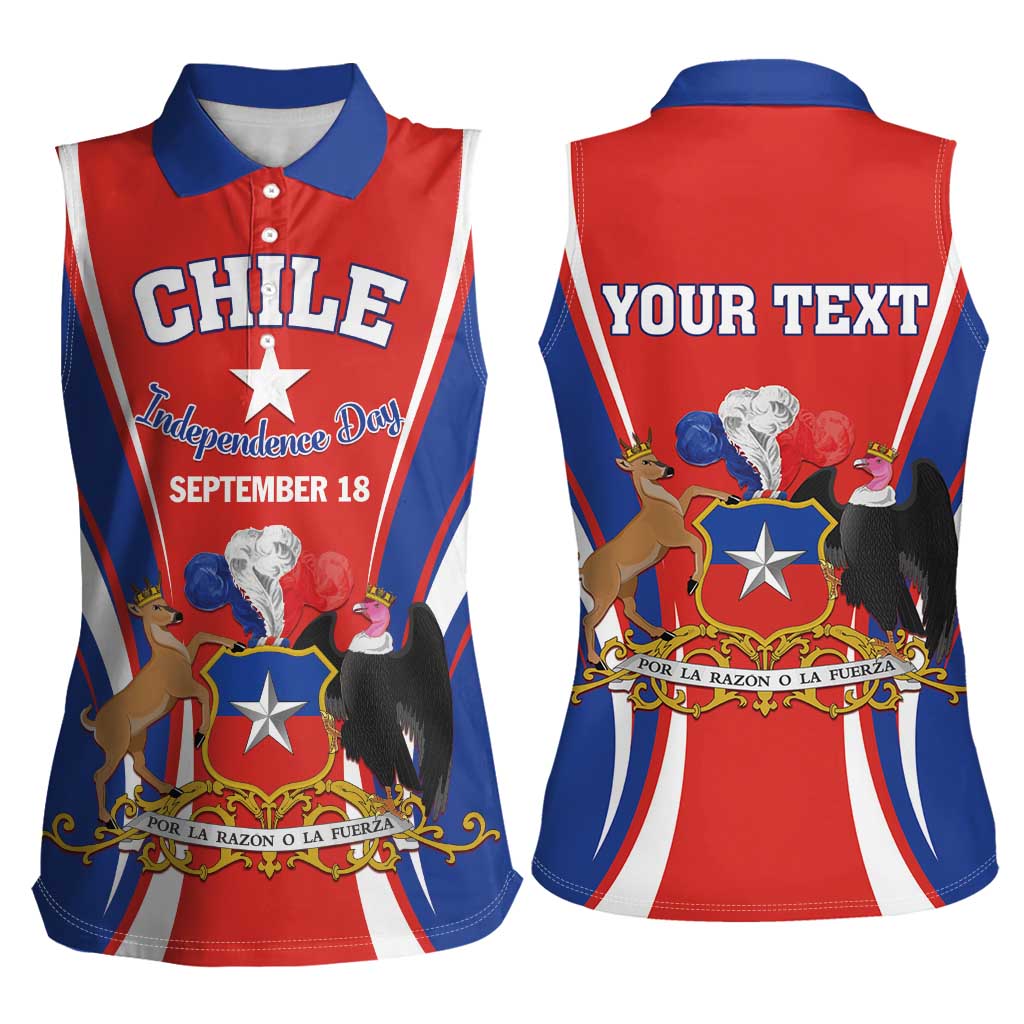 Chile Independence Day Women Sleeveless Polo Shirt September 18 Por la razon o la fuerza - Wonder Print Shop