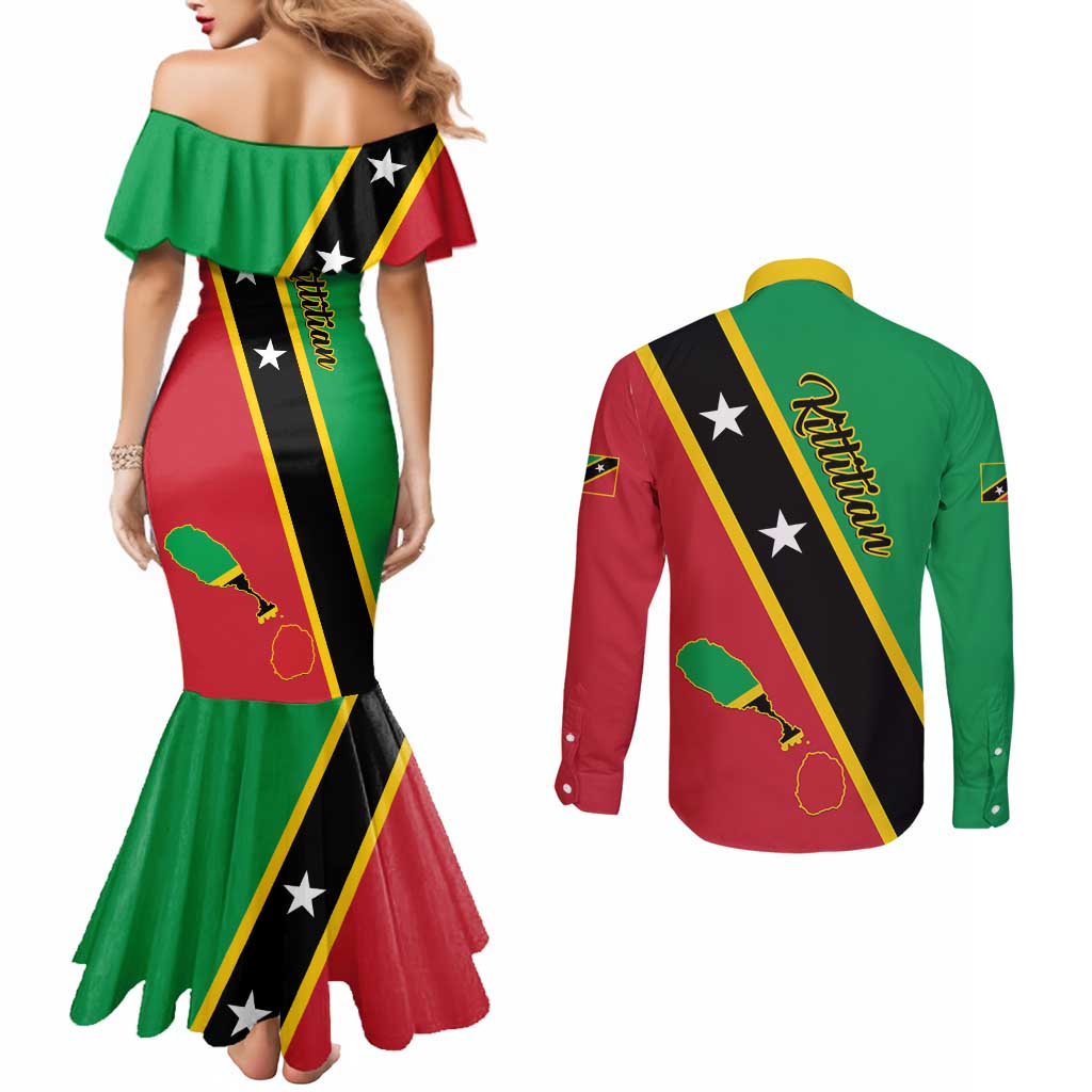 Saint Kitts and Nevis Couples Matching Mermaid Dress and Long Sleeve Button Shirt Country Above Self
