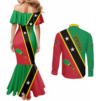 Saint Kitts and Nevis Couples Matching Mermaid Dress and Long Sleeve Button Shirt Country Above Self