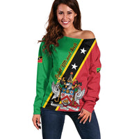 Saint Kitts and Nevis Off Shoulder Sweater Country Above Self - Wonder Print Shop