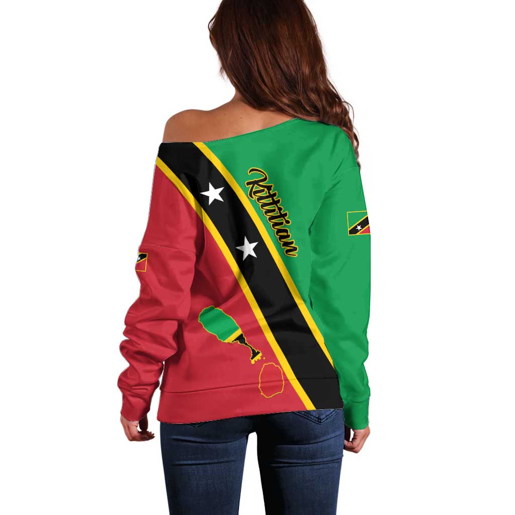 Saint Kitts and Nevis Off Shoulder Sweater Country Above Self - Wonder Print Shop