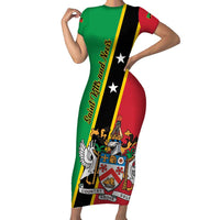 Saint Kitts and Nevis Short Sleeve Bodycon Dress Country Above Self - Wonder Print Shop