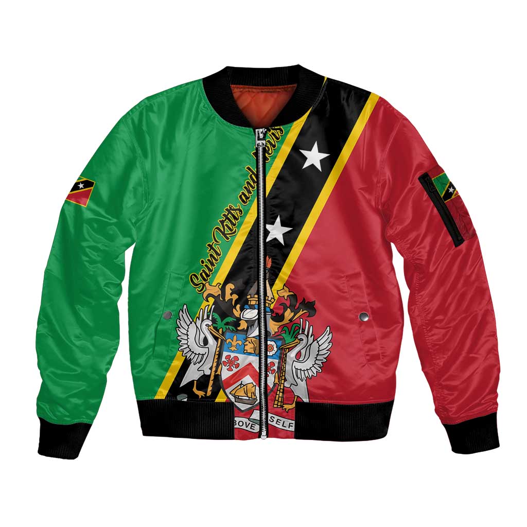 Saint Kitts and Nevis Sleeve Zip Bomber Jacket Country Above Self - Wonder Print Shop