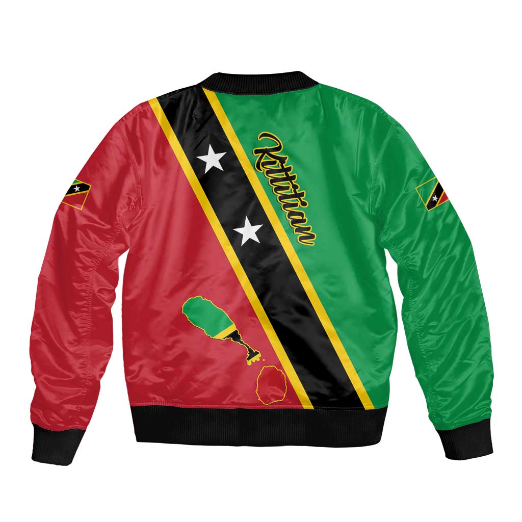 Saint Kitts and Nevis Sleeve Zip Bomber Jacket Country Above Self - Wonder Print Shop