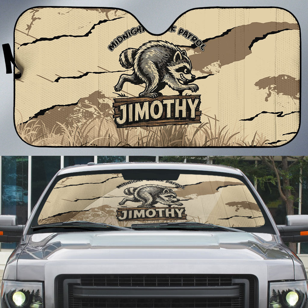 Jimothy the Raccoon Auto Sun Shade Midnight Snack Patrol