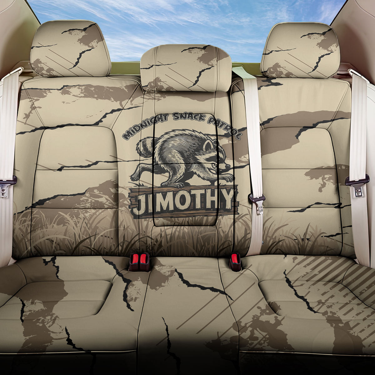 Jimothy the Raccoon Back Car Seat Cover Midnight Snack Patrol
