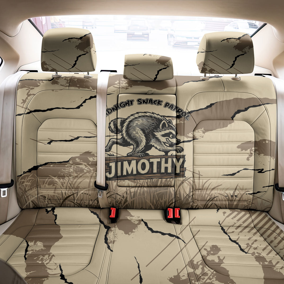Jimothy the Raccoon Back Car Seat Cover Midnight Snack Patrol
