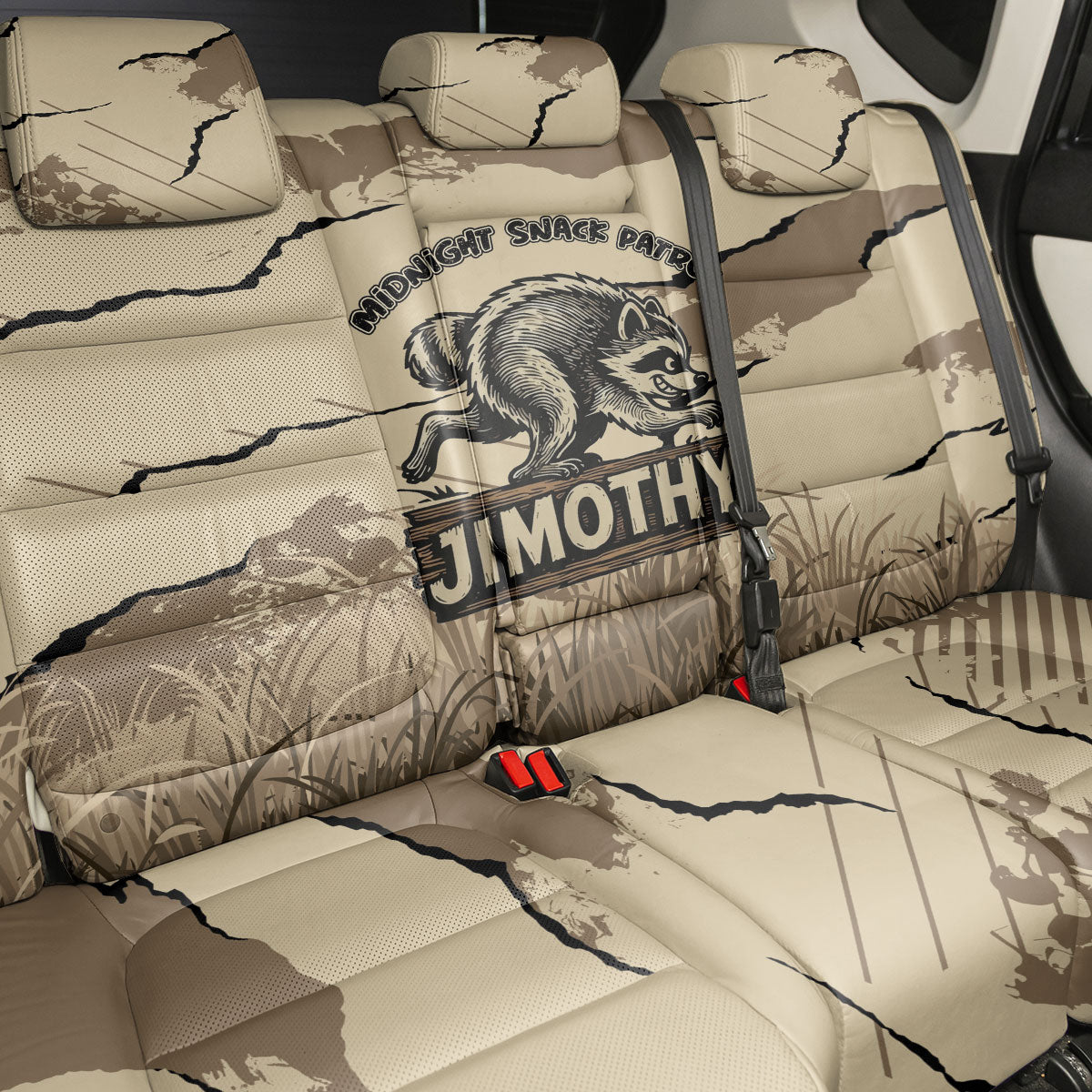 Jimothy the Raccoon Back Car Seat Cover Midnight Snack Patrol
