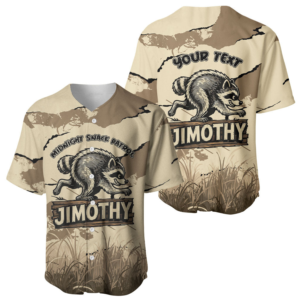 Personalized Jimothy the Raccoon Baseball Jersey Midnight Snack Patrol